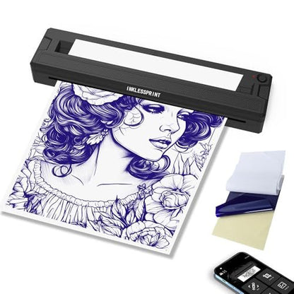 INKLESSPRINT Tattoo Stencil Printer Machine – Portable Transfer Printer for Tattoo Artists & Enthusiasts, Supports Smartphone & PC (Android, iOS, Windows, Mac) Avelisse