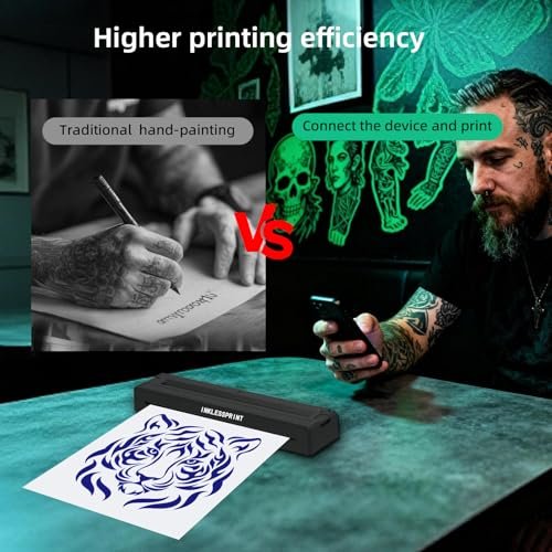 INKLESSPRINT Tattoo Stencil Printer Machine – Portable Transfer Printer for Tattoo Artists & Enthusiasts, Supports Smartphone & PC (Android, iOS, Windows, Mac) Avelisse