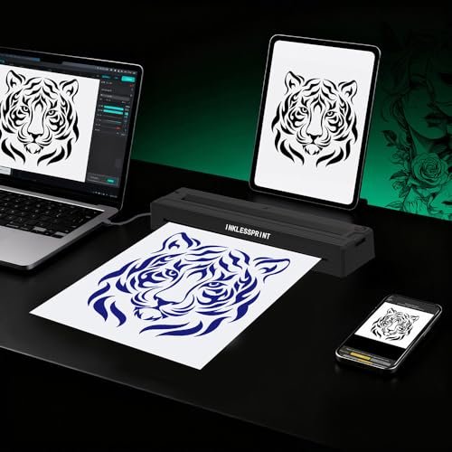 INKLESSPRINT Tattoo Stencil Printer Machine – Portable Transfer Printer for Tattoo Artists & Enthusiasts, Supports Smartphone & PC (Android, iOS, Windows, Mac) Avelisse