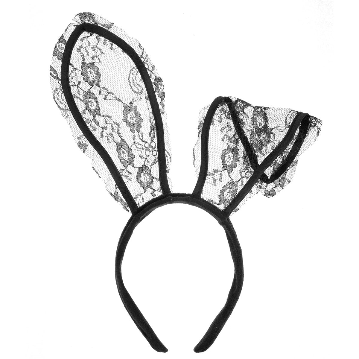 Classicseali Playboy Ears – Black Lace Bunny Ears for Women, Sexy Cosplay Headband for Halloween, Christmas & Nightclub Parties - görsel 1