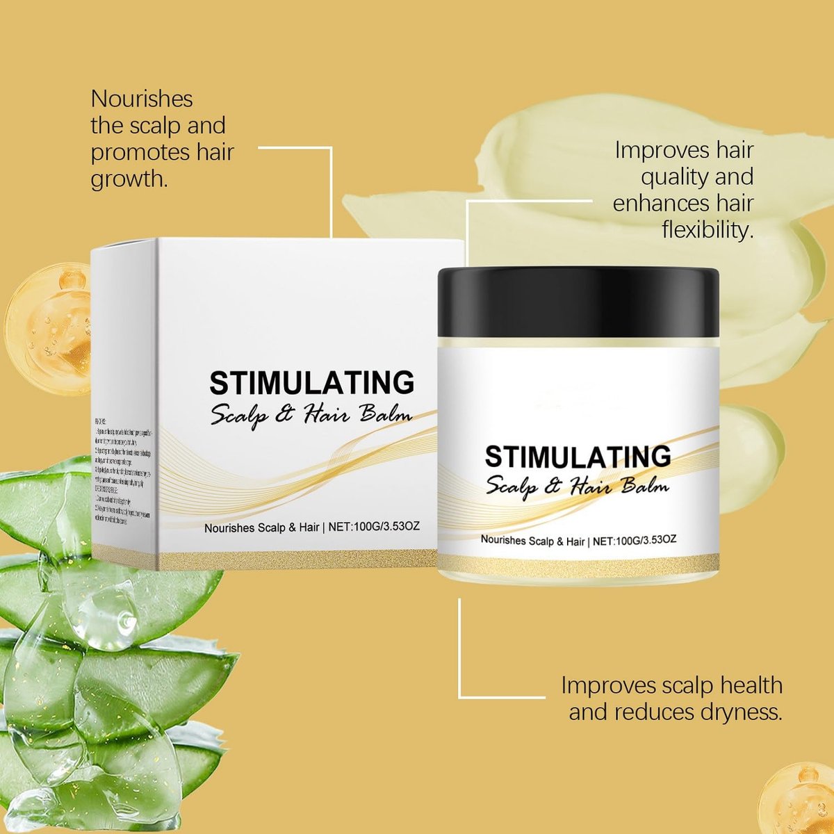 LOYOTICE 2-Pack Stimulating Scalp and Hair Balm - Nourishes Scalp & Hair with Shea Butter and Mango Butter Blend, Strengthens Scalp, Thicker Strands, Glowing Hair (100g each) - görsel 10