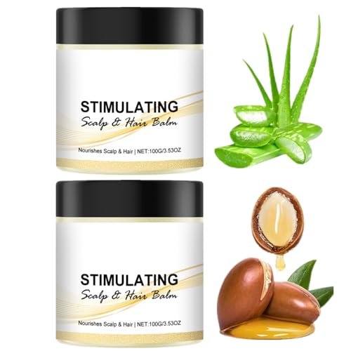 LOYOTICE 2-Pack Stimulating Scalp and Hair Balm - Nourishes Scalp & Hair with Shea Butter and Mango Butter Blend, Strengthens Scalp, Thicker Strands, Glowing Hair (100g each) - görsel 1