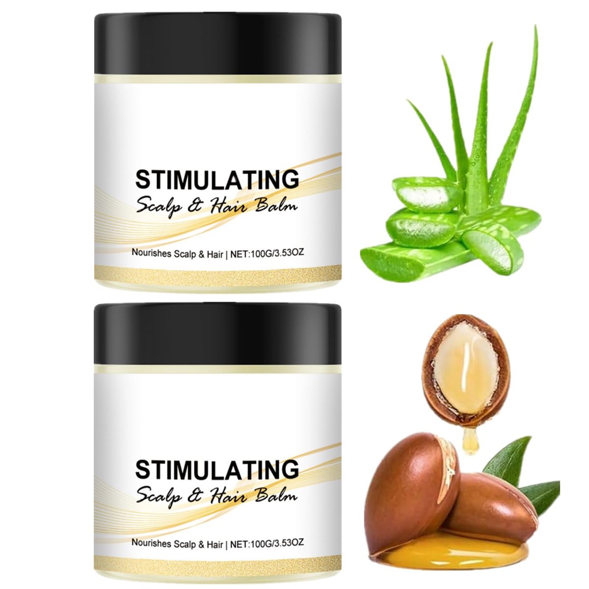 LOYOTICE 2-Pack Stimulating Scalp and Hair Balm - Nourishes Scalp & Hair with Shea Butter and Mango Butter Blend, Strengthens Scalp, Thicker Strands, Glowing Hair (100g each) - görsel 2
