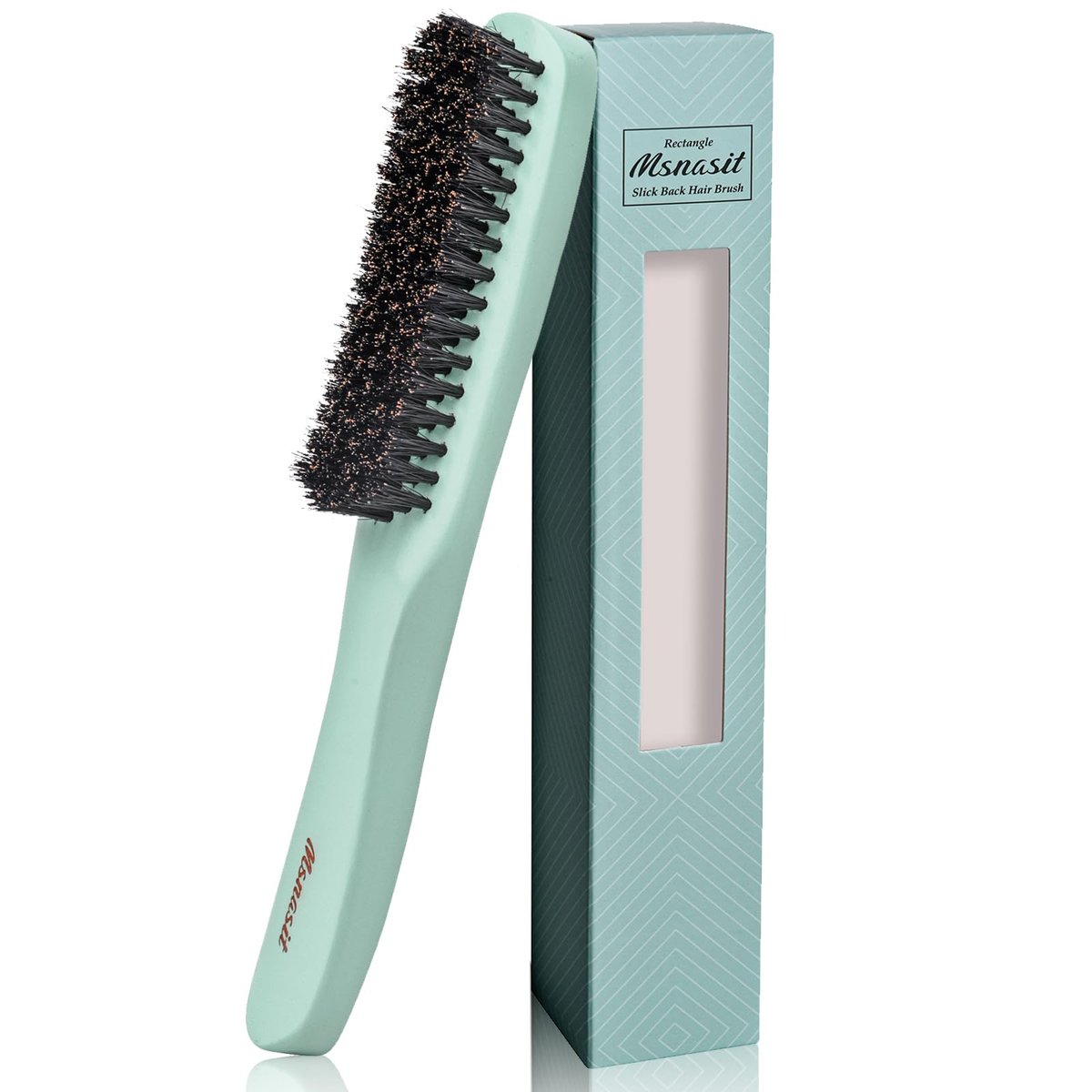 Slick Back Hair Brush – Professional Edge Control Brush with Soft Boar Bristles & Wooden Handle for Thin and Fine Hair (Green) Avelisse