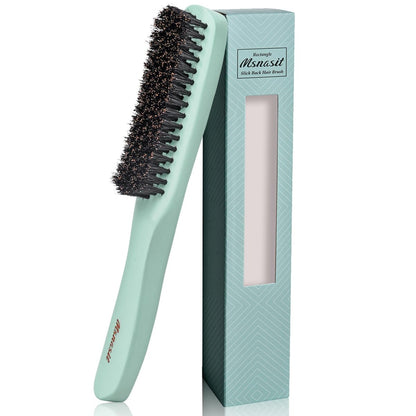 Slick Back Hair Brush – Professional Edge Control Brush with Soft Boar Bristles & Wooden Handle for Thin and Fine Hair (Green) Avelisse