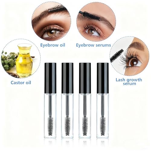 AskBed 4 Pack of 0.34 Oz (10ml) Empty Mascara Tubes - Refillable, Leak-proof Plastic Mascara Bottles with Eyelash Wand and Labels Included - görsel 10