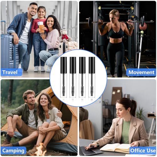 AskBed 4 Pack of 0.34 Oz (10ml) Empty Mascara Tubes - Refillable, Leak-proof Plastic Mascara Bottles with Eyelash Wand and Labels Included - görsel 12