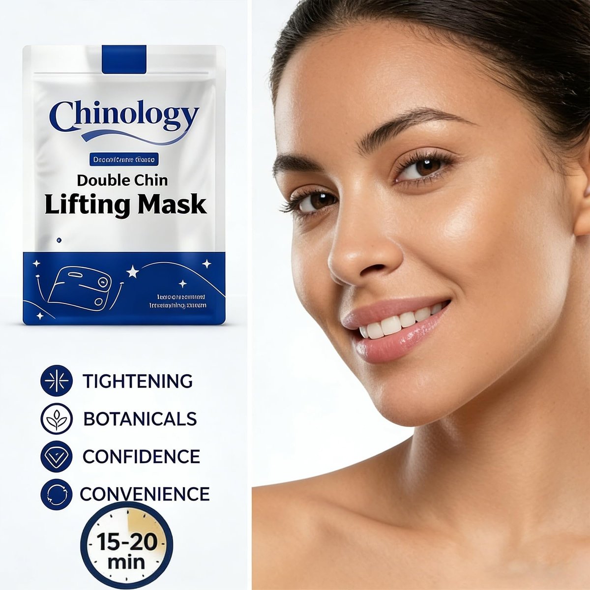 Chinology Double Chin Lifting Mask - 2026 New Reusable Upgraded Deep Collagen Firming Mask for Face and Neck, Helps Create a Three-Dimensional Jawline (5 Pcs) Avelisse