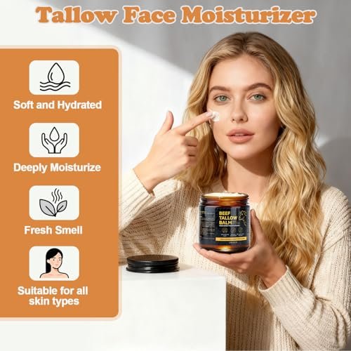 Beef Tallow for Skin – Natural Tallow Balm with Raw Honey and Beeswax, Deep Nourishing Face Moisturizer, Grass-Fed Beef Tallow Cream for All Skin Types - görsel 5