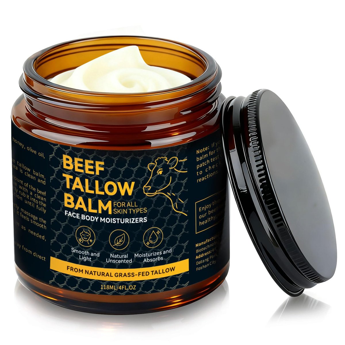 Beef Tallow for Skin – Natural Tallow Balm with Raw Honey and Beeswax, Deep Nourishing Face Moisturizer, Grass-Fed Beef Tallow Cream for All Skin Types - görsel 2