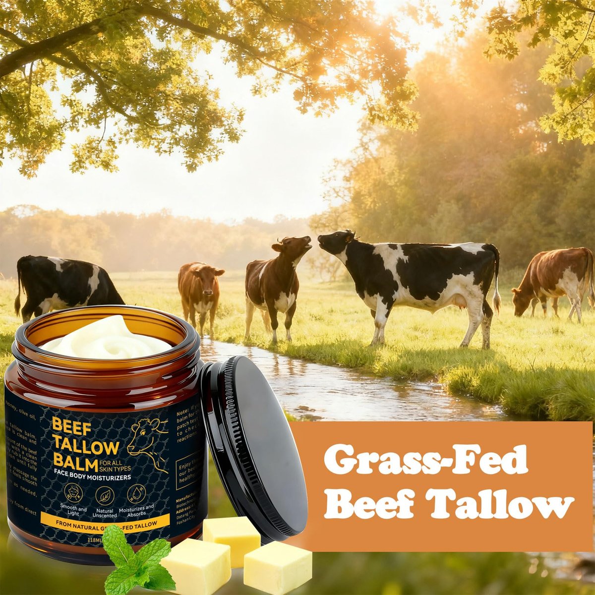 Beef Tallow for Skin – Natural Tallow Balm with Raw Honey and Beeswax, Deep Nourishing Face Moisturizer, Grass-Fed Beef Tallow Cream for All Skin Types - görsel 10