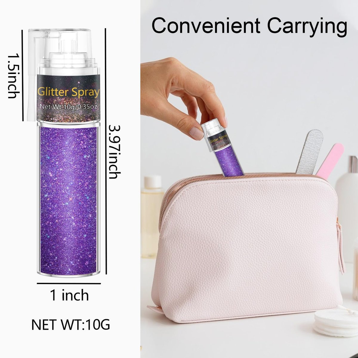 GADMLURY Sparkling Purple Hair and Body Glitter Spray – Extra Fine Face Shimmer Powder for Festivals, Rave Clothes, Nail Art & Crafts Avelisse