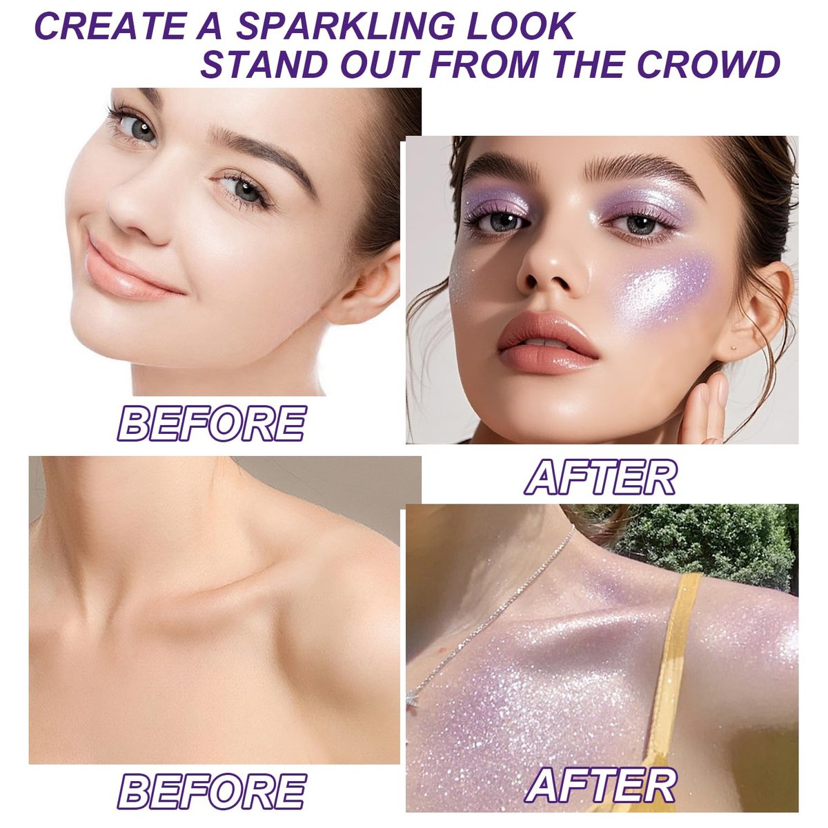 GADMLURY Sparkling Purple Hair and Body Glitter Spray – Extra Fine Face Shimmer Powder for Festivals, Rave Clothes, Nail Art & Crafts Avelisse