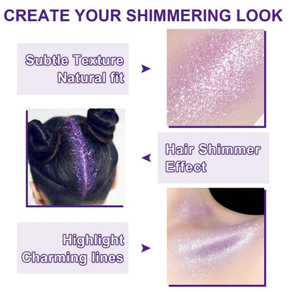 GADMLURY Sparkling Purple Hair and Body Glitter Spray – Extra Fine Face Shimmer Powder for Festivals, Rave Clothes, Nail Art & Crafts Avelisse