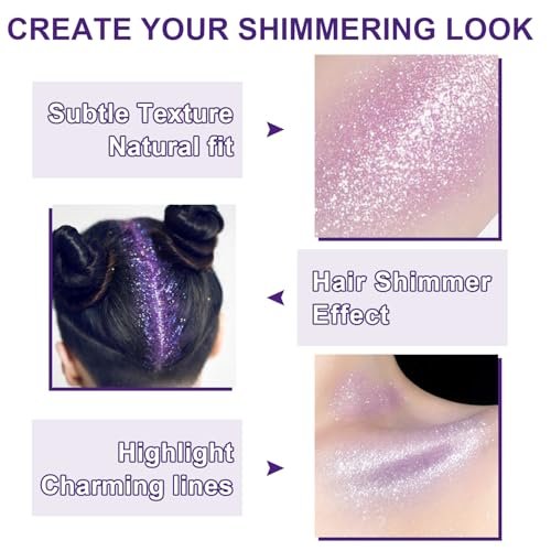 GADMLURY Sparkling Purple Hair and Body Glitter Spray – Extra Fine Face Shimmer Powder for Festivals, Rave Clothes, Nail Art & Crafts Avelisse