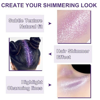 GADMLURY Sparkling Purple Hair and Body Glitter Spray – Extra Fine Face Shimmer Powder for Festivals, Rave Clothes, Nail Art & Crafts Avelisse