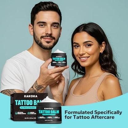 Kakoka Tattoo Aftercare Balm (4.23 oz) - Natural Shea Butter Tattoo Lotion for New and Existing Tattoos, Nourishing Color Support, Daily Tattoo Care Cream Avelisse