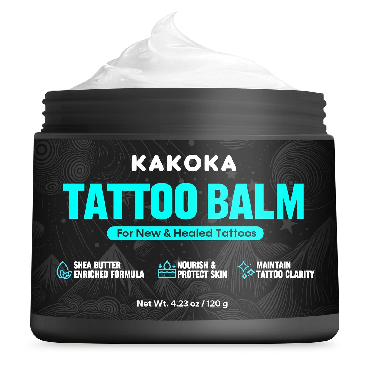Kakoka Tattoo Aftercare Balm (4.23 oz) - Natural Shea Butter Tattoo Lotion for New and Existing Tattoos, Nourishing Color Support, Daily Tattoo Care Cream Avelisse