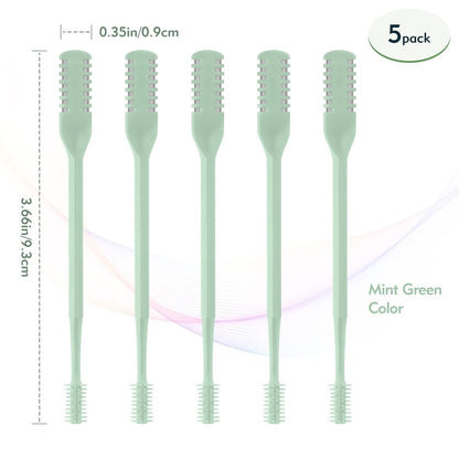 CNDNO 5-Pack 2-in-1 Nasal Hair Cutter, Double Sided Nose Hair Trimmer, Portable 360° Rotating Manual Nose Hair Trimmer for Men and Women, Mint Green