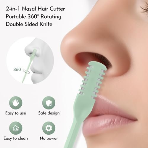 CNDNO 5-Pack 2-in-1 Nasal Hair Cutter, Double Sided Nose Hair Trimmer, Portable 360° Rotating Manual Nose Hair Trimmer for Men and Women, Mint Green - görsel 6
