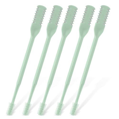 CNDNO 5-Pack 2-in-1 Nasal Hair Cutter, Double Sided Nose Hair Trimmer, Portable 360° Rotating Manual Nose Hair Trimmer for Men and Women, Mint Green