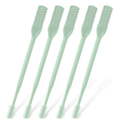 CNDNO 5-Pack 2-in-1 Nasal Hair Cutter, Double Sided Nose Hair Trimmer, Portable 360° Rotating Manual Nose Hair Trimmer for Men and Women, Mint Green