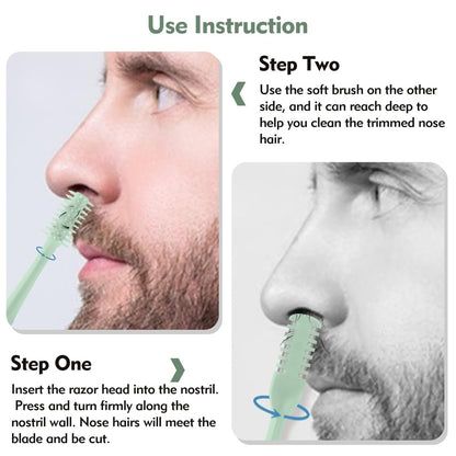 CNDNO 5-Pack 2-in-1 Nasal Hair Cutter, Double Sided Nose Hair Trimmer, Portable 360° Rotating Manual Nose Hair Trimmer for Men and Women, Mint Green