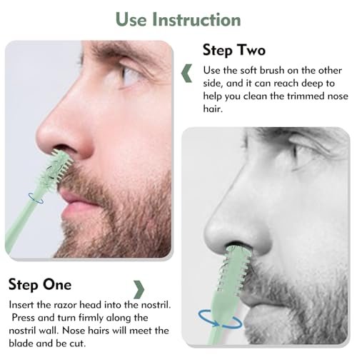 CNDNO 5-Pack 2-in-1 Nasal Hair Cutter, Double Sided Nose Hair Trimmer, Portable 360° Rotating Manual Nose Hair Trimmer for Men and Women, Mint Green - görsel 12