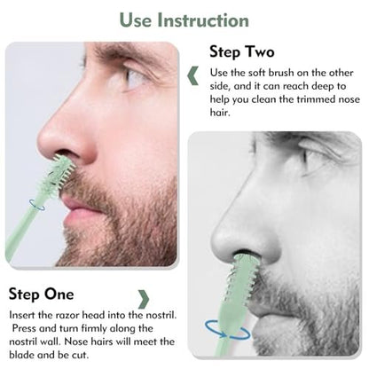 CNDNO 5-Pack 2-in-1 Nasal Hair Cutter, Double Sided Nose Hair Trimmer, Portable 360° Rotating Manual Nose Hair Trimmer for Men and Women, Mint Green