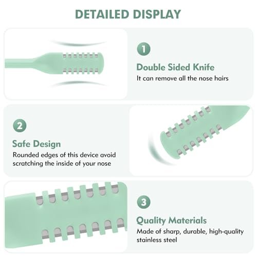 CNDNO 5-Pack 2-in-1 Nasal Hair Cutter, Double Sided Nose Hair Trimmer, Portable 360° Rotating Manual Nose Hair Trimmer for Men and Women, Mint Green - görsel 8