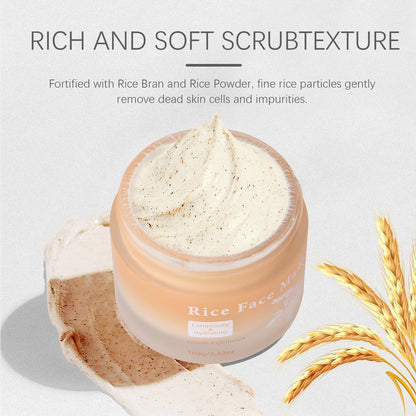 Bmrewax Rice Face Mask - Gentle Exfoliating Wash Off Facial Mask for Dull, Rough Skin, Pore Clearing, Remove Dead Skin Cells for All Skin Types (3.53 Fl Oz)