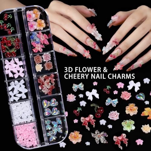 Teenitor 4 Boxes Nail Charms and Gems Set - Complete Nail Rhinestones Kit with Brushes, Stand, Stickers & Gold Pearls for Women Nail Decorations - görsel 14