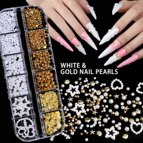 Teenitor 4 Boxes Nail Charms and Gems Set - Complete Nail Rhinestones Kit with Brushes, Stand, Stickers & Gold Pearls for Women Nail Decorations - görsel 12