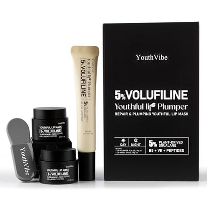 YouthVibe 5% Volufiline Lip Care Set - Nourishing & Hydrating Lip Plumper and Lip Mask with Squalane, Shea Butter, Collagen, Peptide & PDRN for Fuller-Looking Lips