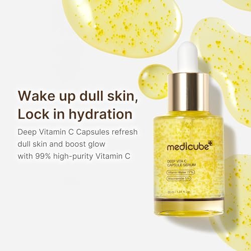 Medicube Deep Vitamin C Capsule Serum | Hydrating Vitamin C Serum for Dull & Uneven-Looking Skin | Liposome Capsules for Smooth, Radiant Texture | Korean Skincare 1.01 fl.oz Avelisse