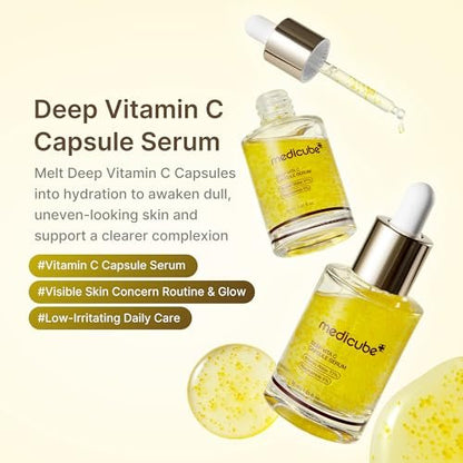 Medicube Deep Vitamin C Capsule Serum | Hydrating Vitamin C Serum for Dull & Uneven-Looking Skin | Liposome Capsules for Smooth, Radiant Texture | Korean Skincare 1.01 fl.oz Avelisse