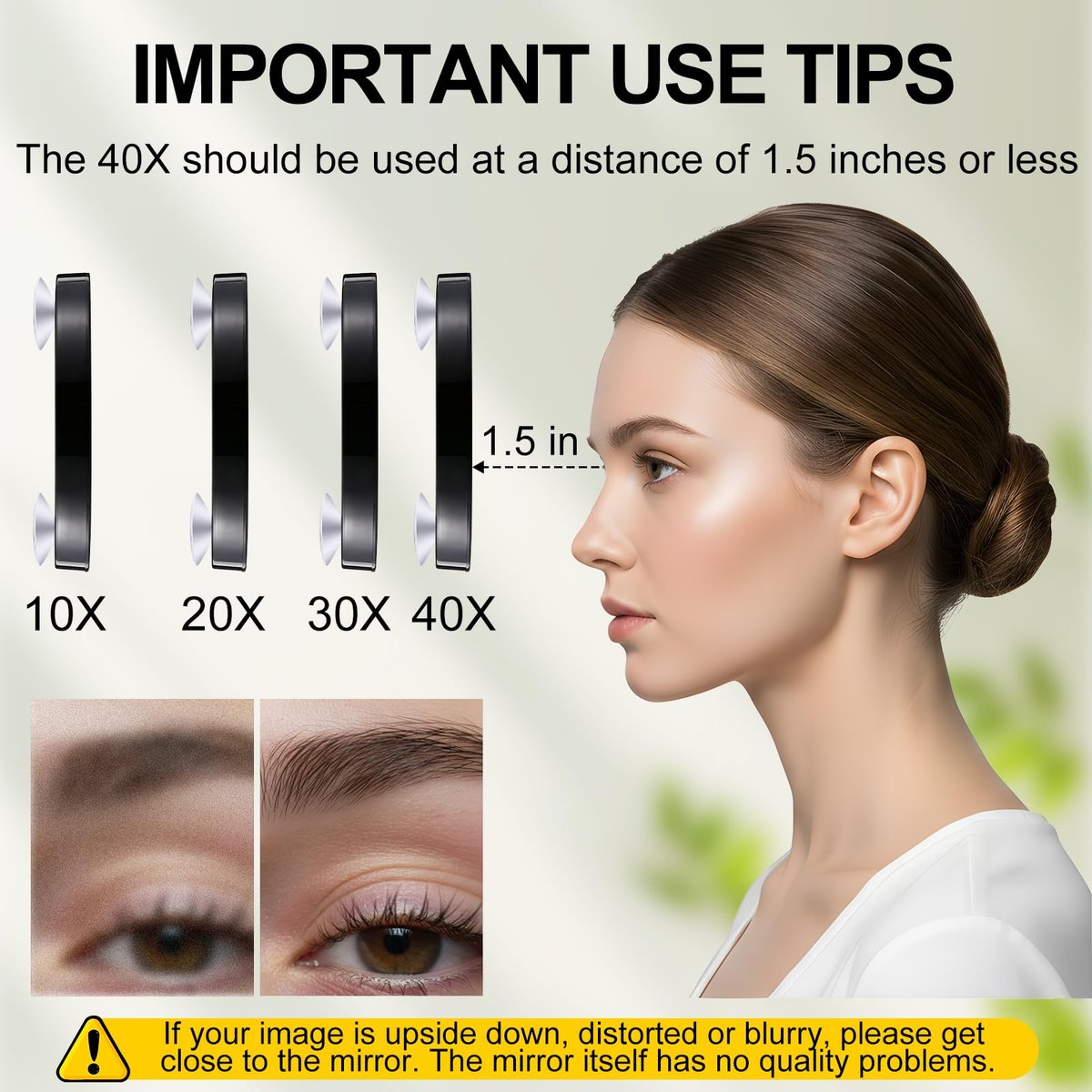 Ceoighe LED Lighted Tweezers & 40X Magnifying Mirror with Suction Cup Set, 2-in-1 Hands-Free Makeup Mirror with Light and Precision Light Up Tweezers - görsel 5