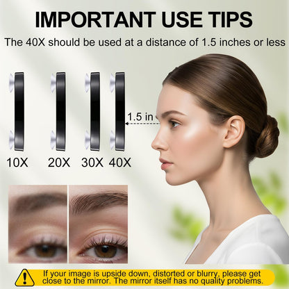 Ceoighe LED Lighted Tweezers & 40X Magnifying Mirror with Suction Cup Set, 2-in-1 Hands-Free Makeup Mirror with Light and Precision Light Up Tweezers