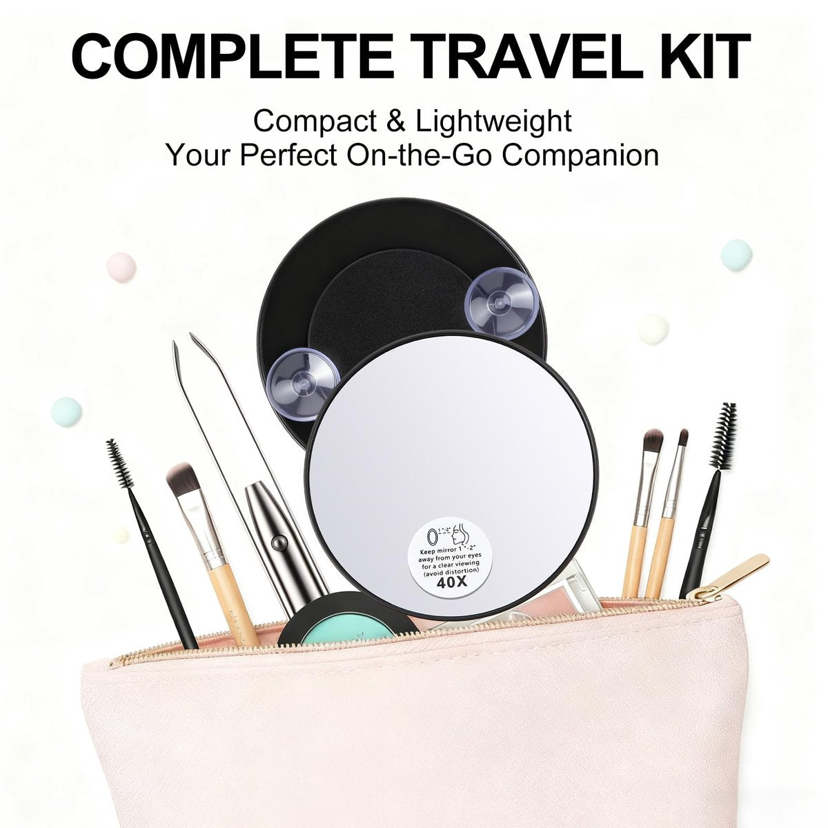 Ceoighe LED Lighted Tweezers & 40X Magnifying Mirror with Suction Cup Set, 2-in-1 Hands-Free Makeup Mirror with Light and Precision Light Up Tweezers - görsel 11