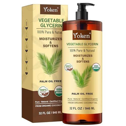 Organic Glycerin Vegetable Glycerine 32 fl oz - USDA Certified, Coconut-Derived, No Palm Oil, Natural Pure for Skin Face Hair, DIY Soap & Slime, Essential Oil Carrier Avelisse