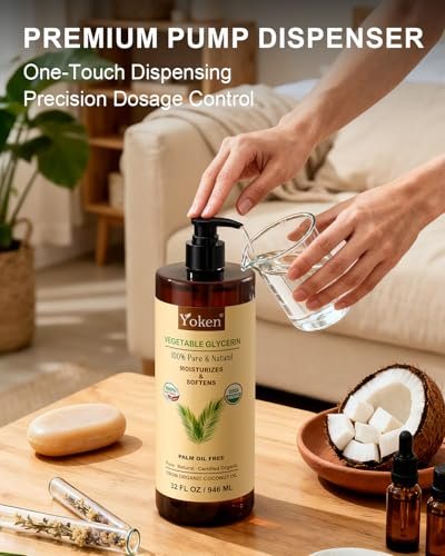 Organic Glycerin Vegetable Glycerine 32 fl oz - USDA Certified, Coconut-Derived, No Palm Oil, Natural Pure for Skin Face Hair, DIY Soap & Slime, Essential Oil Carrier Avelisse