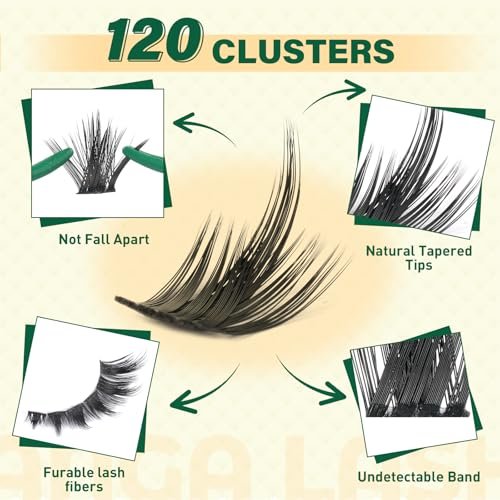 KEYYOU LASH California Sunset Manga Lash Clusters Kit 8-18mm DIY Eyelash Extensions with Bond, Seal, Remover & Applicator - Soft Thin Band, Natural Fairy Cluster Lashes (Upgraded MG01) Avelisse