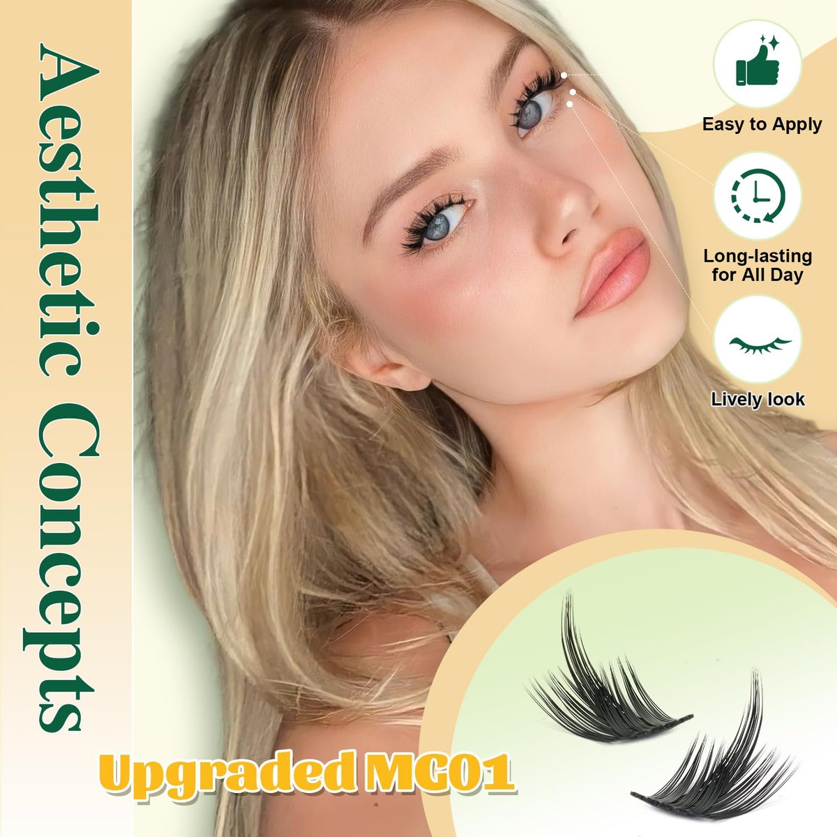 KEYYOU LASH California Sunset Manga Lash Clusters Kit 8-18mm DIY Eyelash Extensions with Bond, Seal, Remover & Applicator - Soft Thin Band, Natural Fairy Cluster Lashes (Upgraded MG01) Avelisse