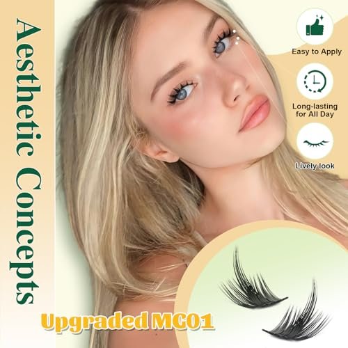 KEYYOU LASH California Sunset Manga Lash Clusters Kit 8-18mm DIY Eyelash Extensions with Bond, Seal, Remover & Applicator - Soft Thin Band, Natural Fairy Cluster Lashes (Upgraded MG01) Avelisse
