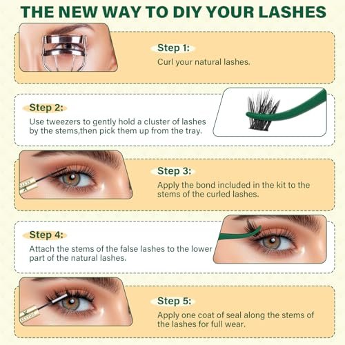 KEYYOULASH Manga Lash Clusters Kit 8-18mm DIY Eyelash Extensions - Natural Fairy Cluster Lashes with Bond, Seal, Remover & Applicator - Soft Thin Band (MG03) Avelisse