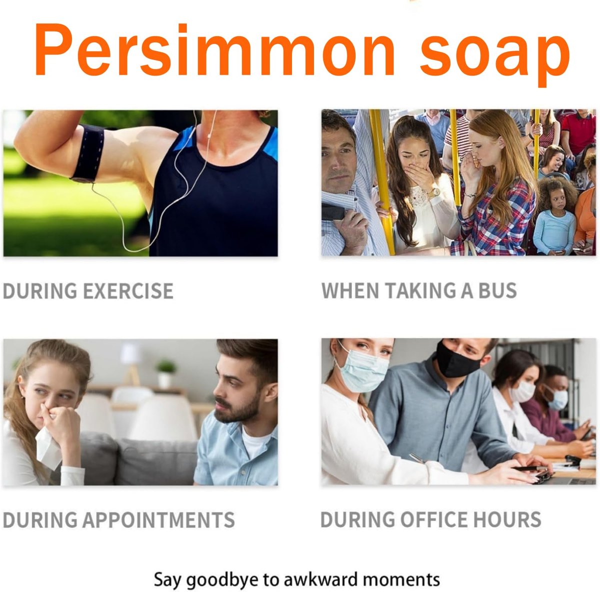 2-Pack Natural Persimmon Soap Bar for Body Odor Control | Organic Deodorant Soap for Old People Smell | Handmade Deep Cleansing & Moisturizing for Women & Men Avelisse
