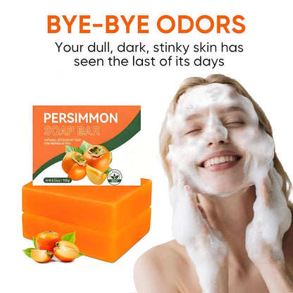 2-Pack Natural Persimmon Soap Bar for Body Odor Control | Organic Deodorant Soap for Old People Smell | Handmade Deep Cleansing & Moisturizing for Women & Men Avelisse
