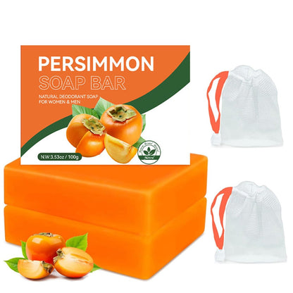 2-Pack Natural Persimmon Soap Bar for Body Odor Control | Organic Deodorant Soap for Old People Smell | Handmade Deep Cleansing & Moisturizing for Women & Men Avelisse