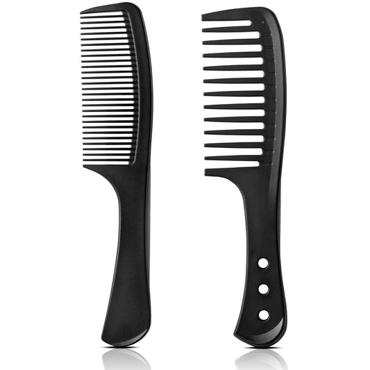 Fekayer Professional Comb Set - Wide & Fine Tooth, 2 Pack for All Hair Types, Enhanced Anti-Tangling, Unisex