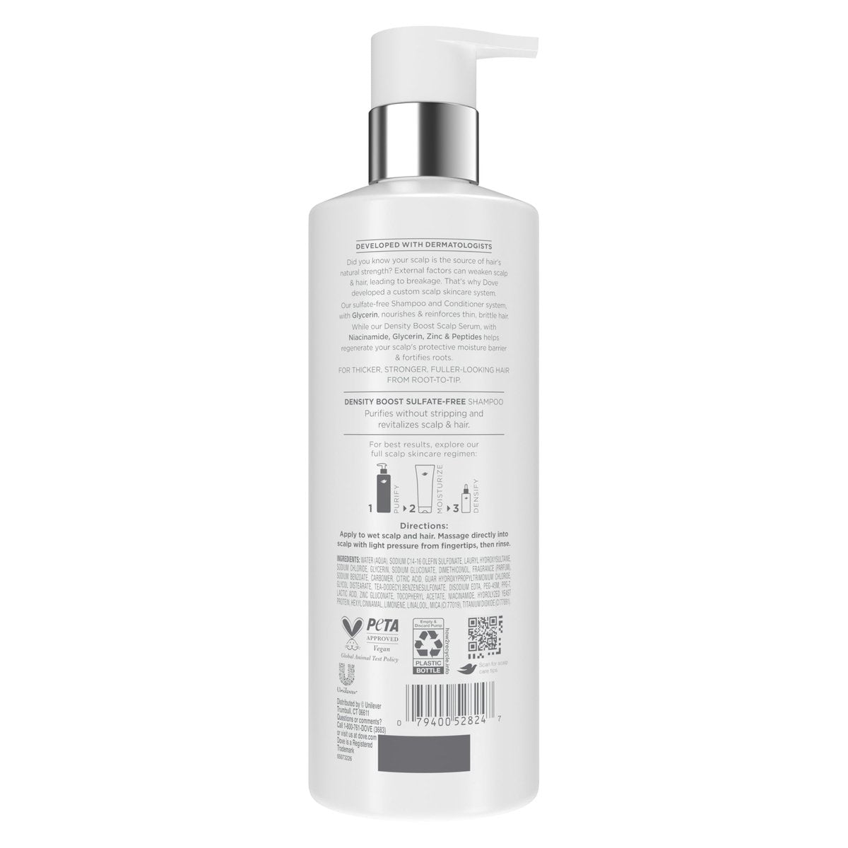 Dove Derma Scalp Density Boost Shampoo with Glycerin, Sulfates & Zinc + Peptides – 16 oz - görsel 4